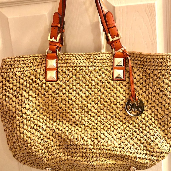 michael kors straw tote